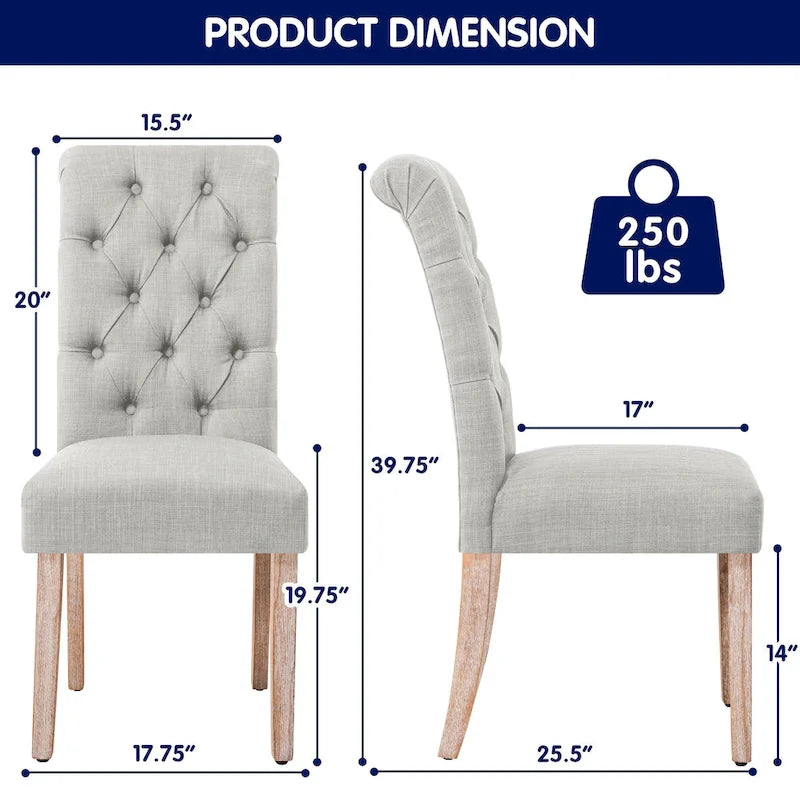 Chaise de salle à manger capitonnée en lin Parsons, style moderne du milieu du siècle