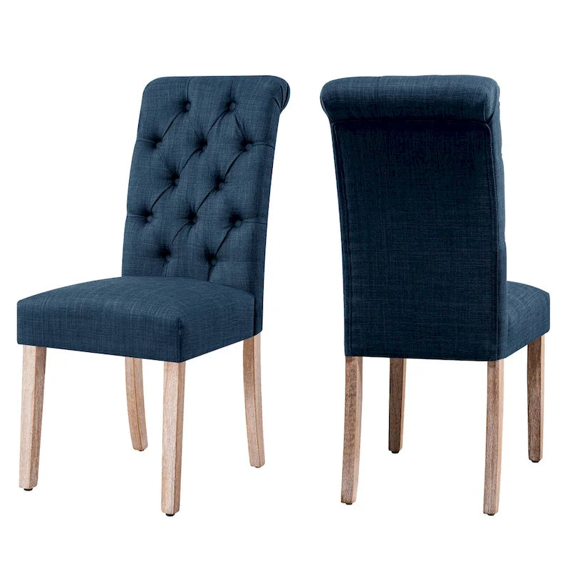 Chaise de salle à manger capitonnée en lin Parsons, style moderne du milieu du siècle