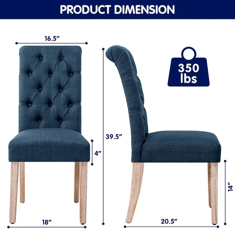 Chaise de salle à manger capitonnée en lin Parsons, style moderne du milieu du siècle