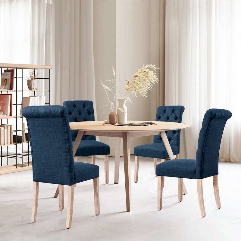 Chaise de salle à manger capitonnée en lin Parsons, style moderne du milieu du siècle