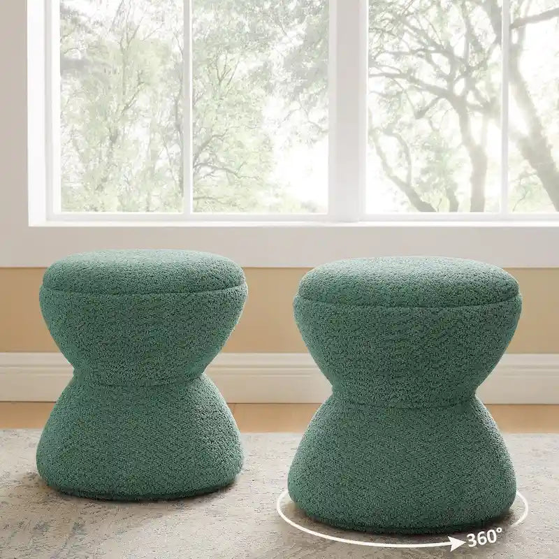 Ottoman pivotant rembourré en tissu bouclé pour salon et chambre à coucher