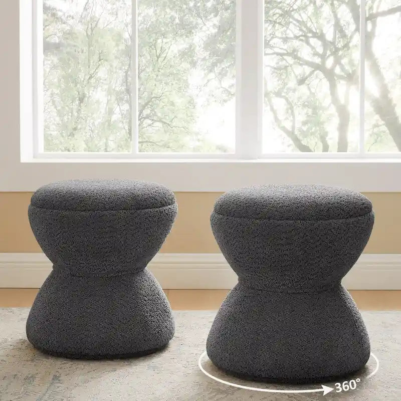 Ottoman pivotant rembourré en tissu bouclé pour salon et chambre à coucher