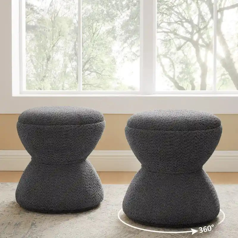 Ottoman pivotant rembourré en tissu bouclé pour salon et chambre à coucher