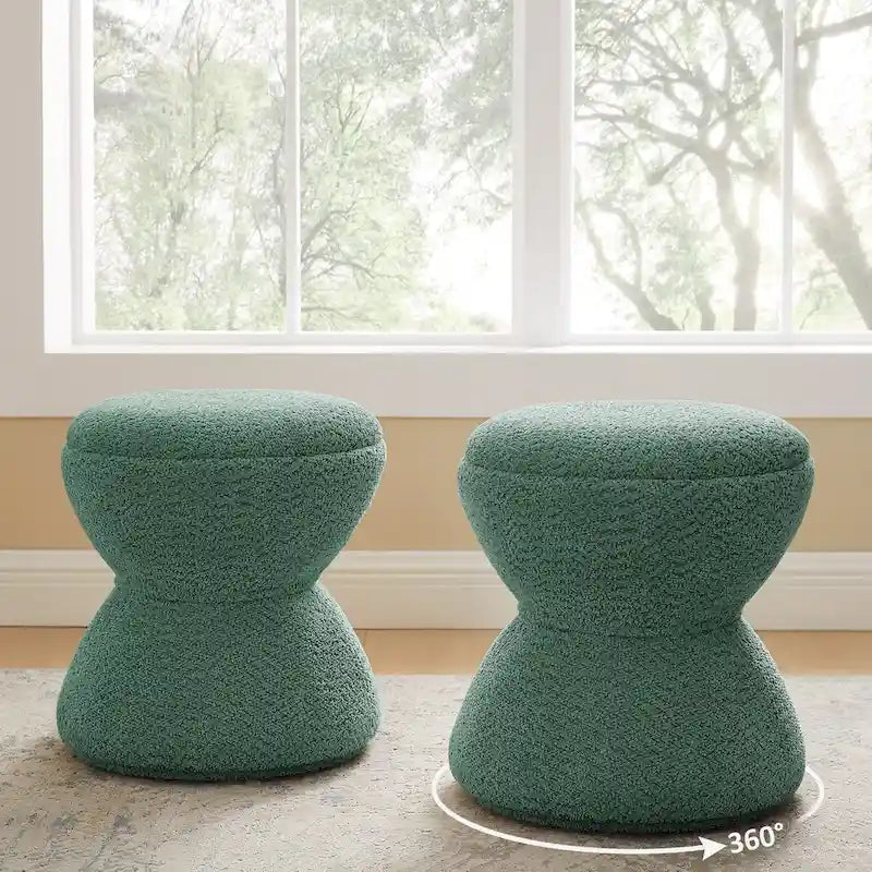 Ottoman pivotant rembourré en tissu bouclé pour salon et chambre à coucher