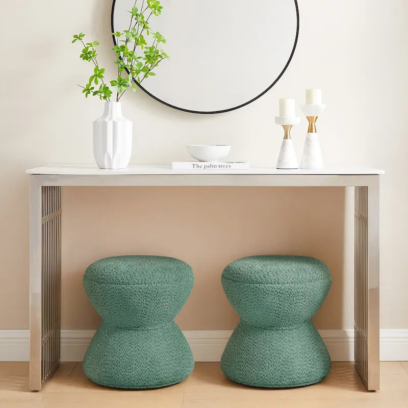 Ottoman pivotant rembourré en tissu bouclé pour salon et chambre à coucher