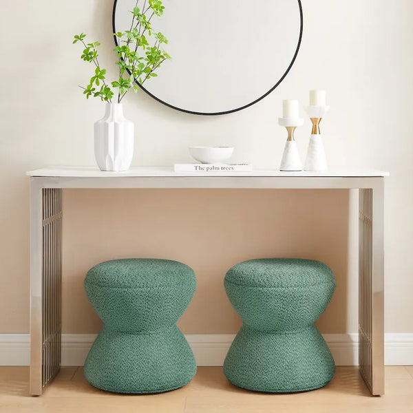 Boucle Upholstered Swivel Ottoman for Living Room and Bedroom