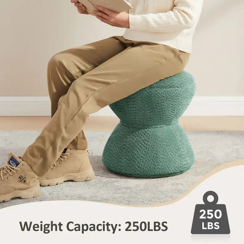 Ottoman pivotant rembourré en tissu bouclé pour salon et chambre à coucher