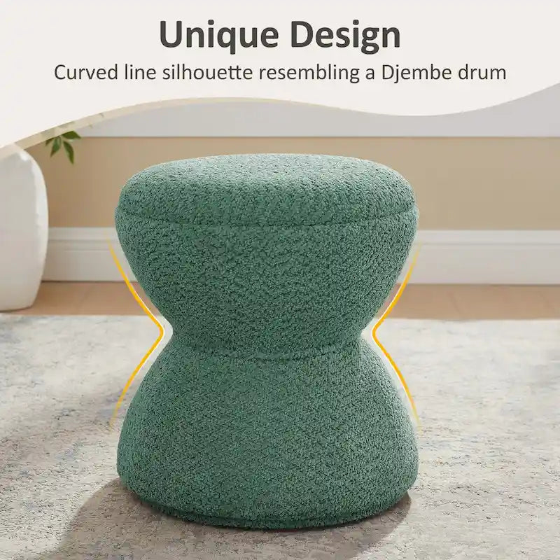 Ottoman pivotant rembourré en tissu bouclé pour salon et chambre à coucher