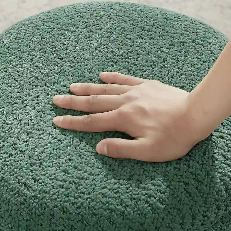Ottoman pivotant rembourré en tissu bouclé pour salon et chambre à coucher