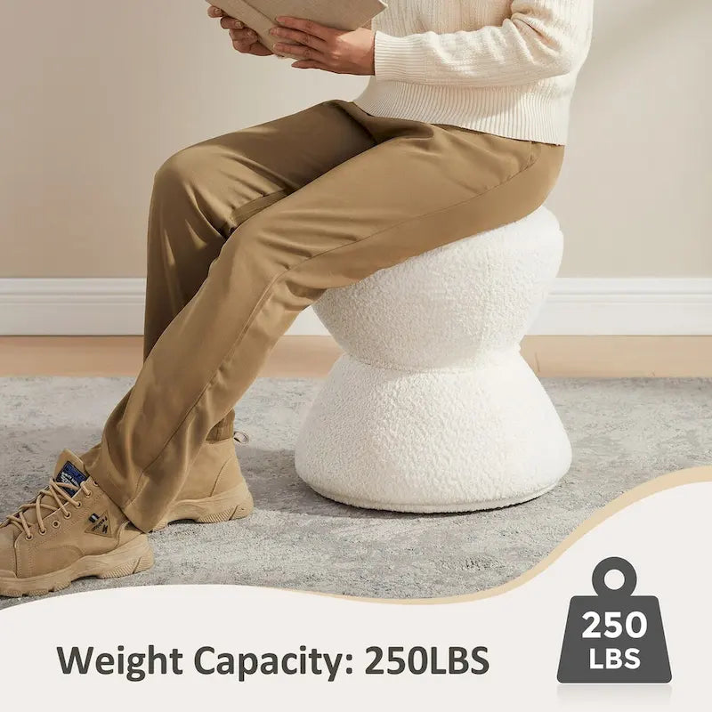 Ottoman pivotant rembourré en tissu bouclé pour salon et chambre à coucher