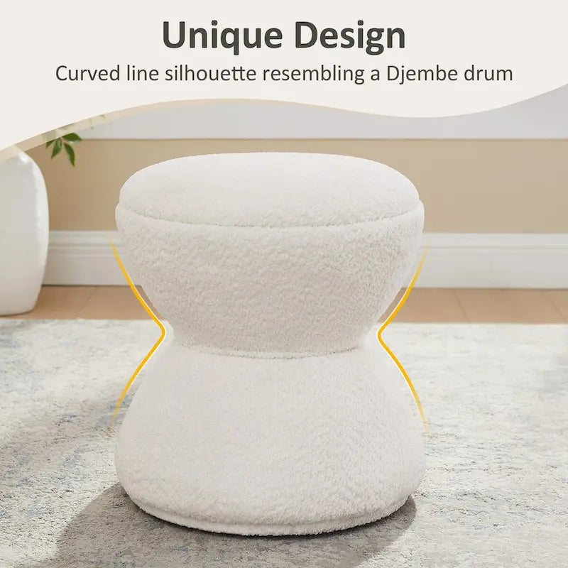 Ottoman pivotant rembourré en tissu bouclé pour salon et chambre à coucher
