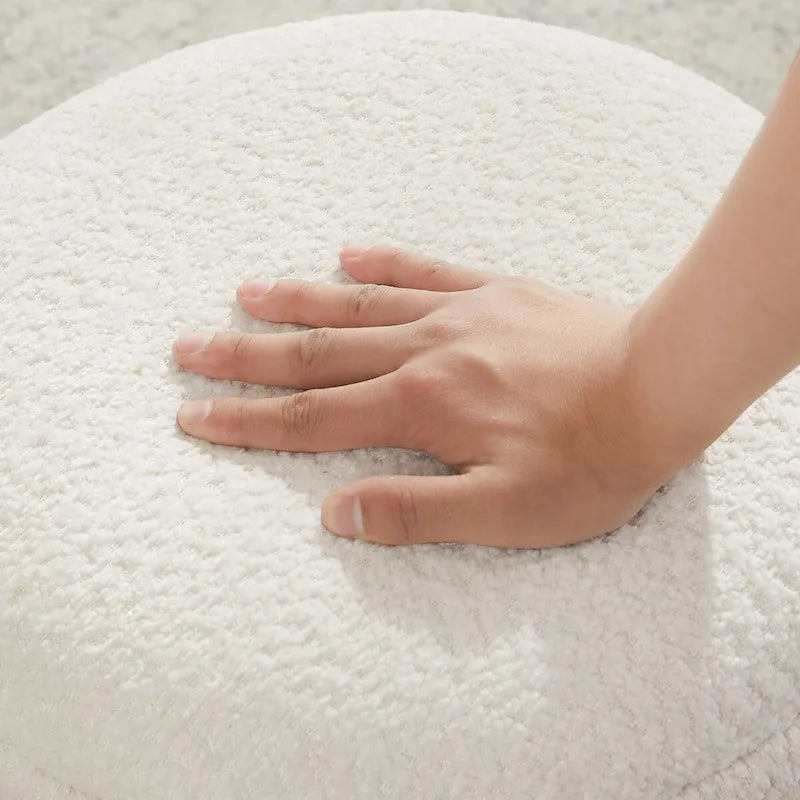 Ottoman pivotant rembourré en tissu bouclé pour salon et chambre à coucher