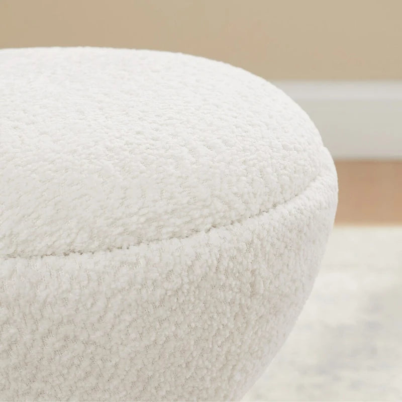 Ottoman pivotant rembourré en tissu bouclé pour salon et chambre à coucher