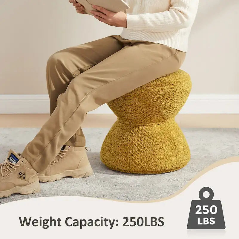 Ottoman pivotant rembourré en tissu bouclé pour salon et chambre à coucher