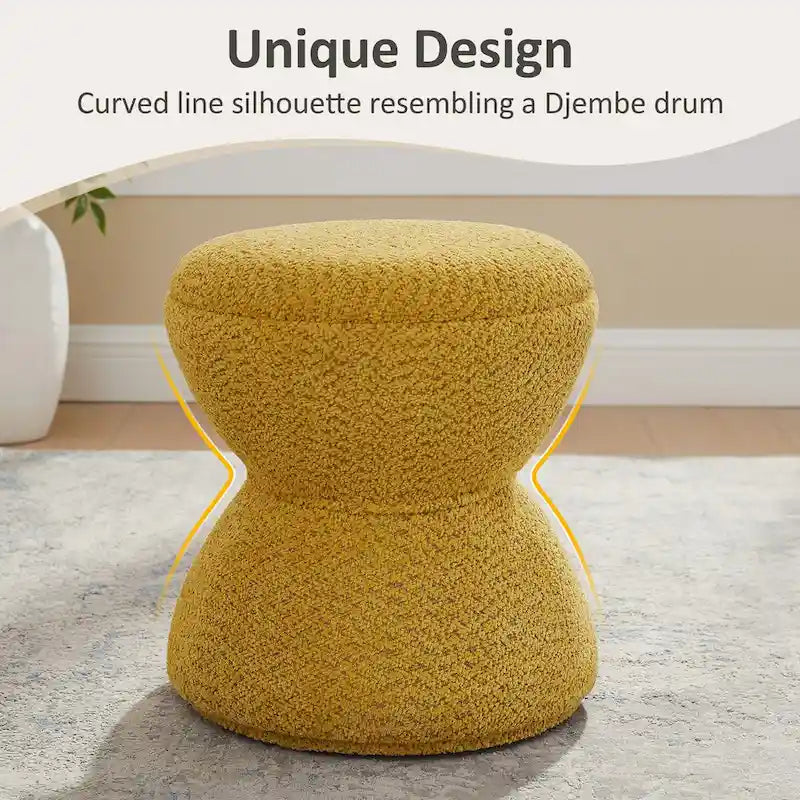 Ottoman pivotant rembourré en tissu bouclé pour salon et chambre à coucher