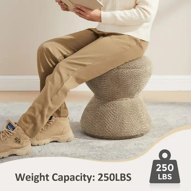 Ottoman pivotant rembourré en tissu bouclé pour salon et chambre à coucher