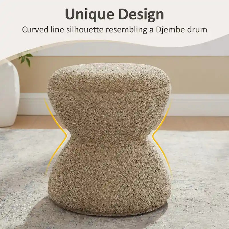Ottoman pivotant rembourré en tissu bouclé pour salon et chambre à coucher