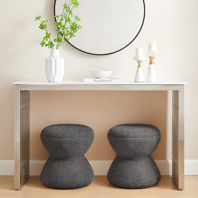 Ottoman pivotant rembourré en tissu bouclé pour salon et chambre à coucher