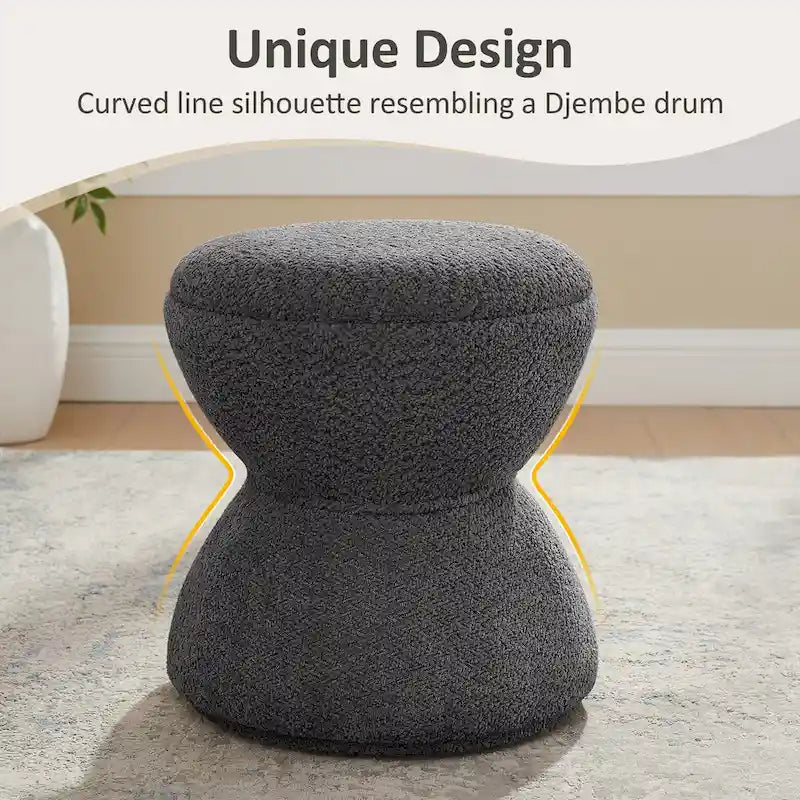 Ottoman pivotant rembourré en tissu bouclé pour salon et chambre à coucher