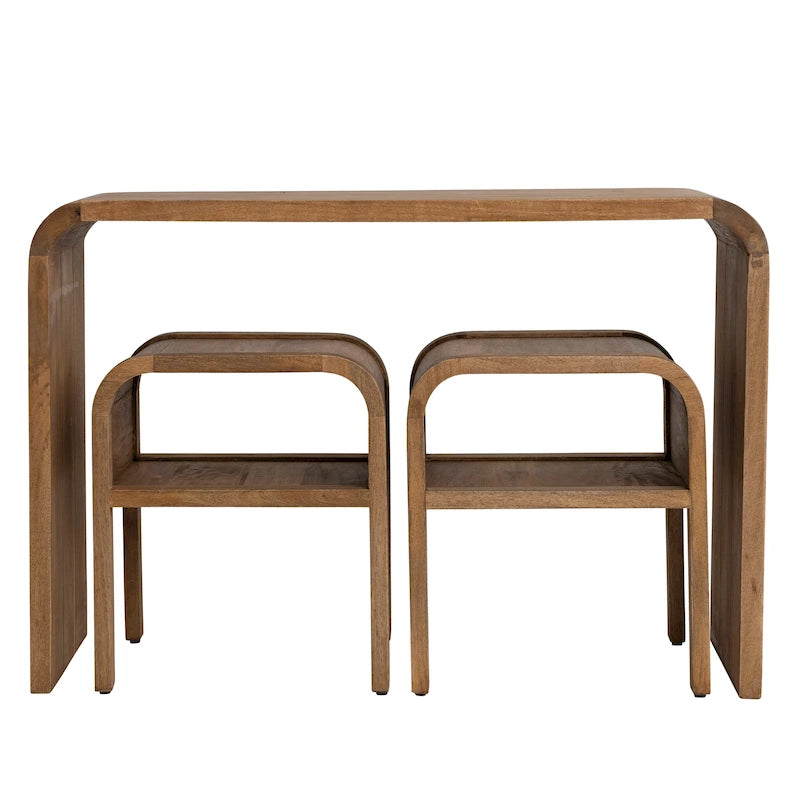 Console en bois de manguier avec bords en cascade et finition naturelle