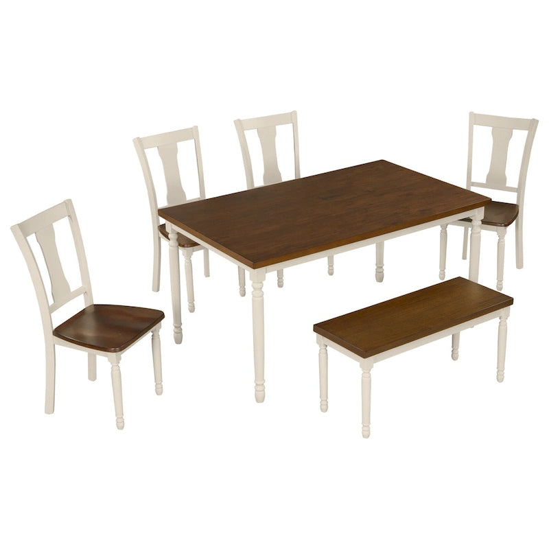 Table à manger rustique en bois de ferme avec finition vieillie
