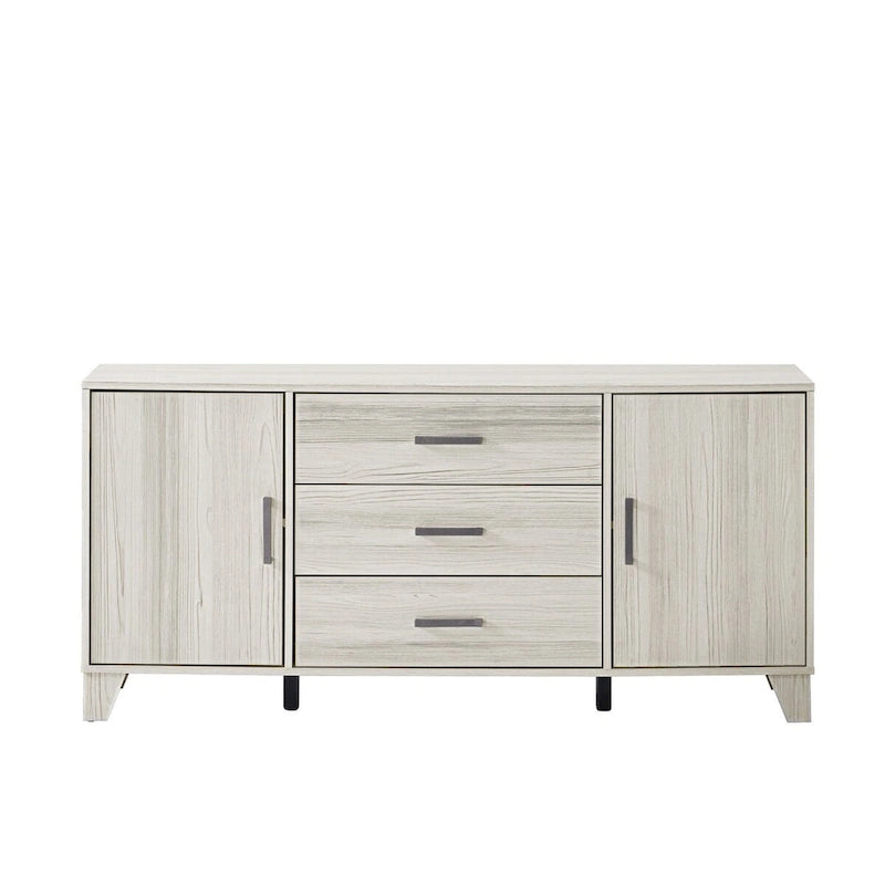 Buffet en bois moderne avec tiroirs et espace de rangement gris