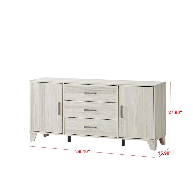 Buffet en bois moderne avec tiroirs et espace de rangement gris