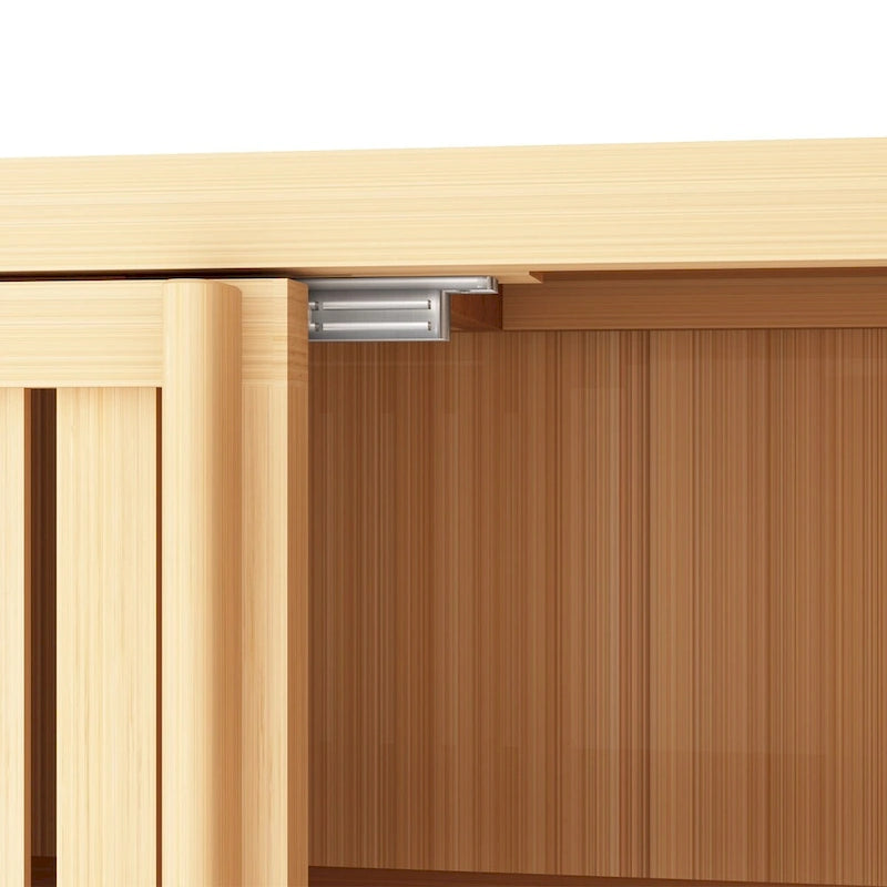 Grand meuble de rangement en bambou avec portes à persiennes et étagères