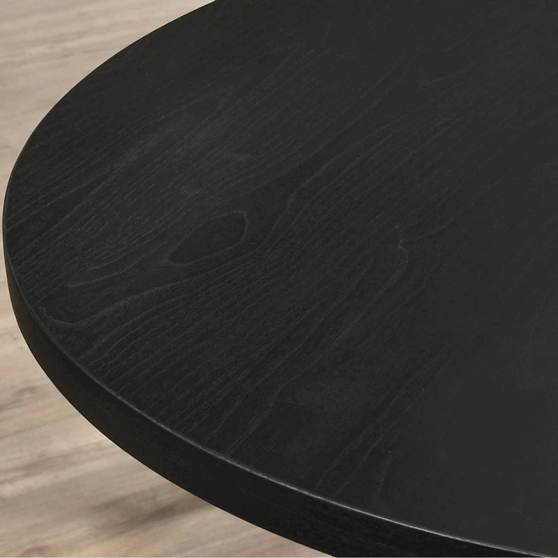 Table à manger piédestal en X ronde finition noire style ferme moderne