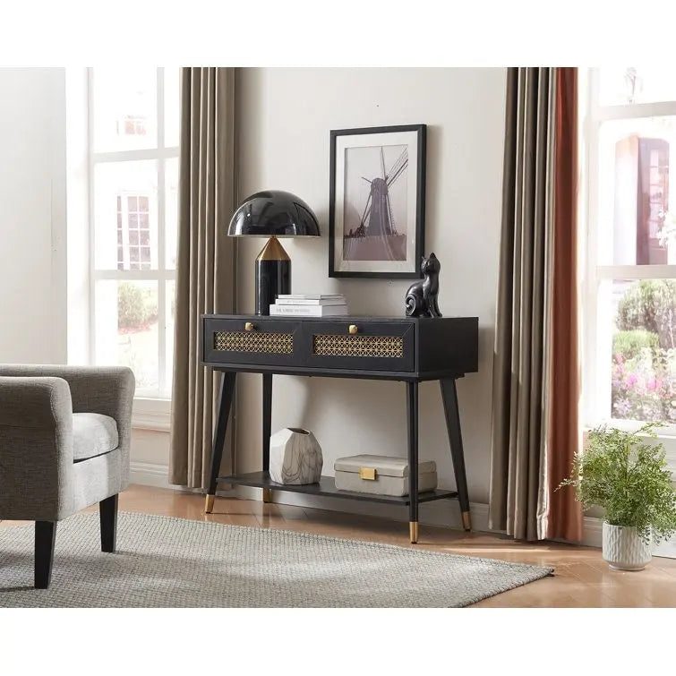41.9 Table console en bois à 2 tiroirs