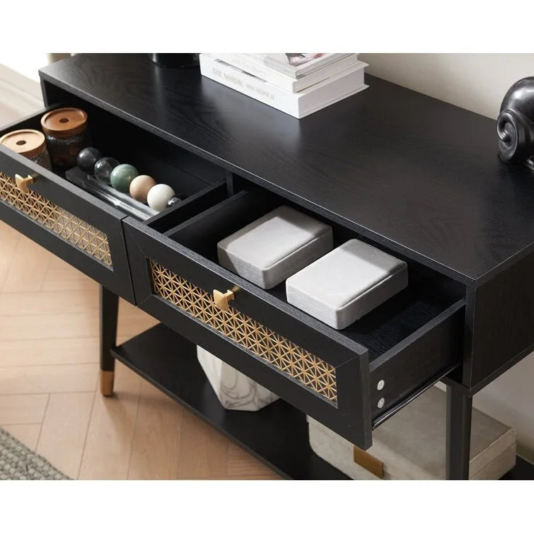 41.9 Table console en bois à 2 tiroirs