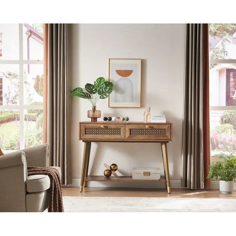 41.9 Table console en bois à 2 tiroirs