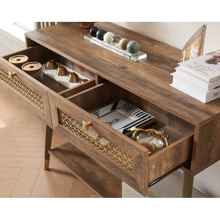 41.9 Table console en bois à 2 tiroirs