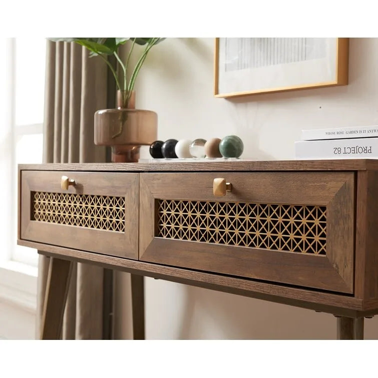 41.9 Table console en bois à 2 tiroirs