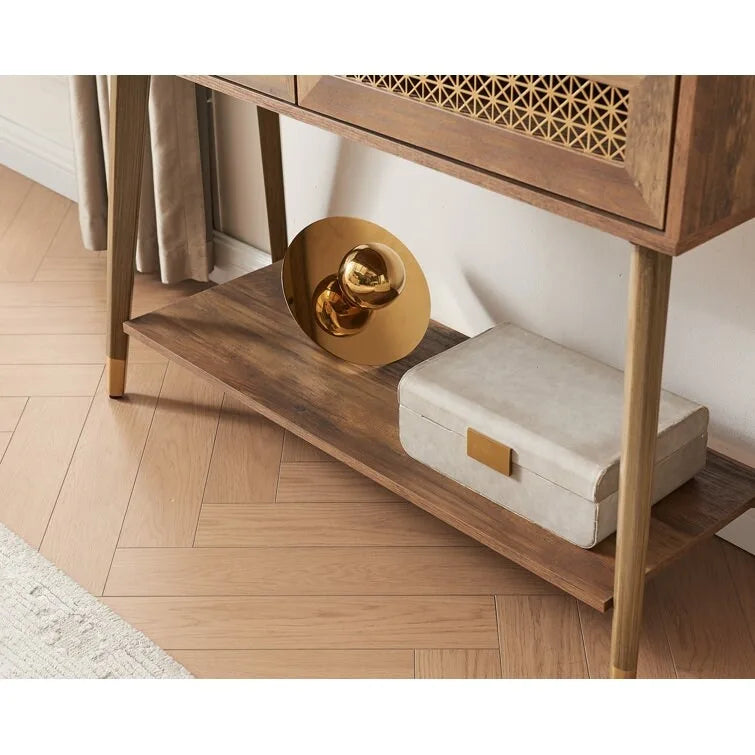 41.9 Table console en bois à 2 tiroirs