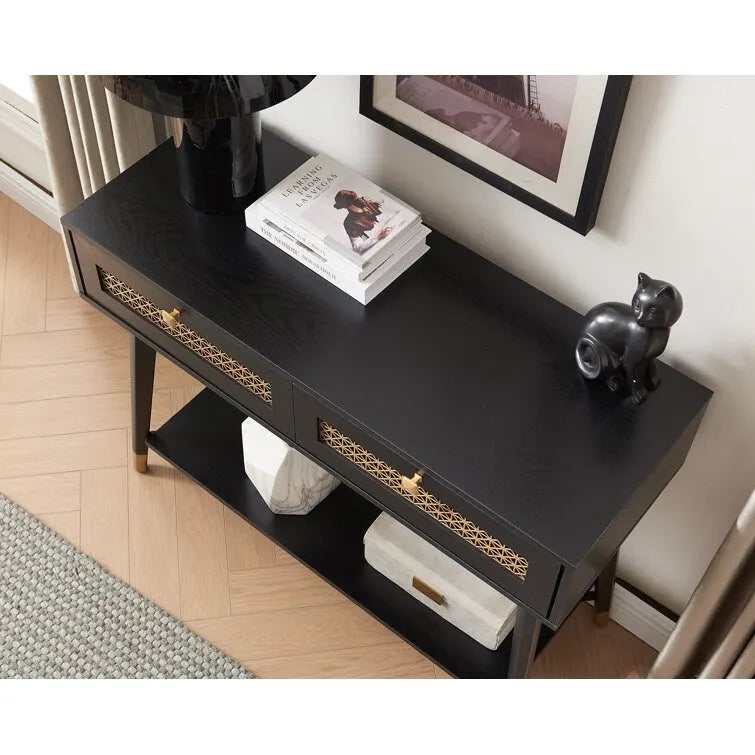 41.9 Table console en bois à 2 tiroirs