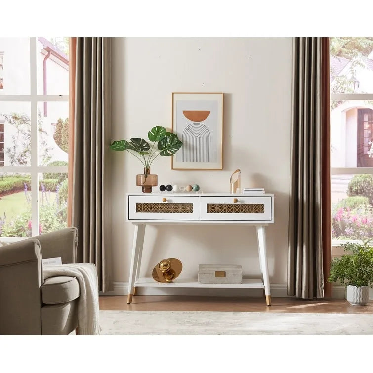 41.9 Table console en bois à 2 tiroirs