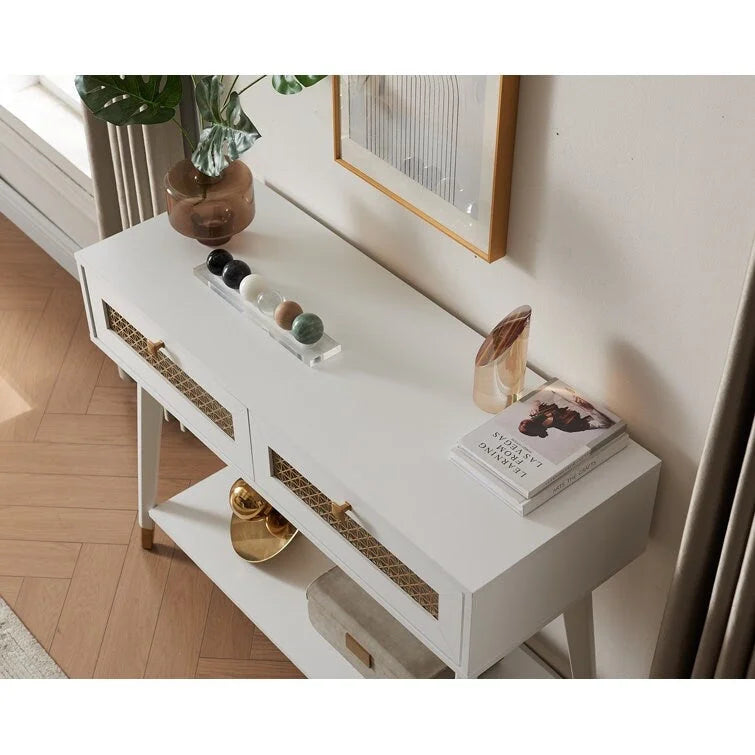 41.9 Table console en bois à 2 tiroirs