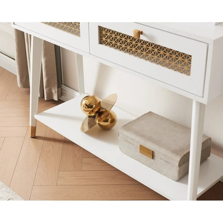 41.9 Table console en bois à 2 tiroirs